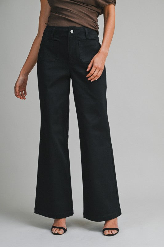 Weekend Getaway Wide Leg Pants-Black