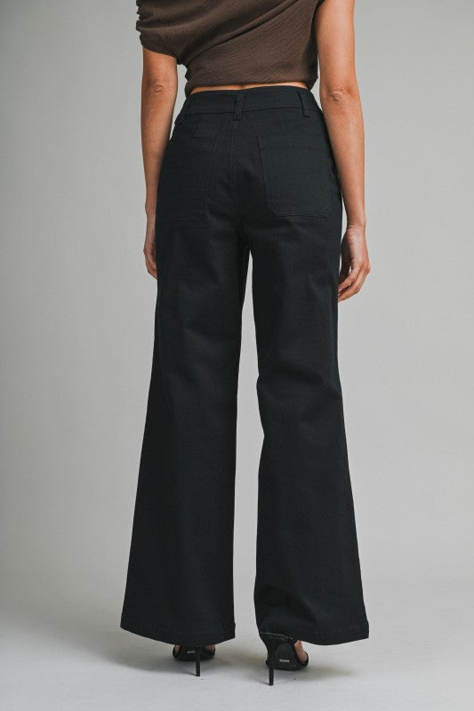Weekend Getaway Wide Leg Pants-Black