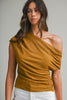 With Ease Draped Neckline Top-Gold Mustard