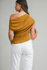 With Ease Draped Neckline Top-Gold Mustard