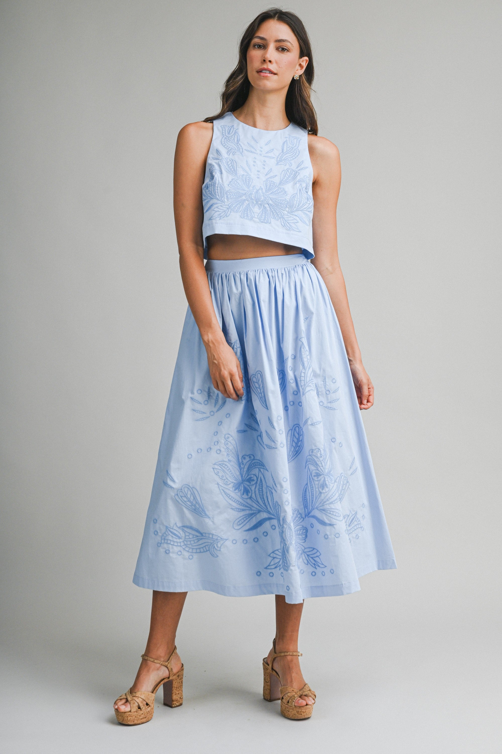 Capri Coast Embroidered Skirt Set