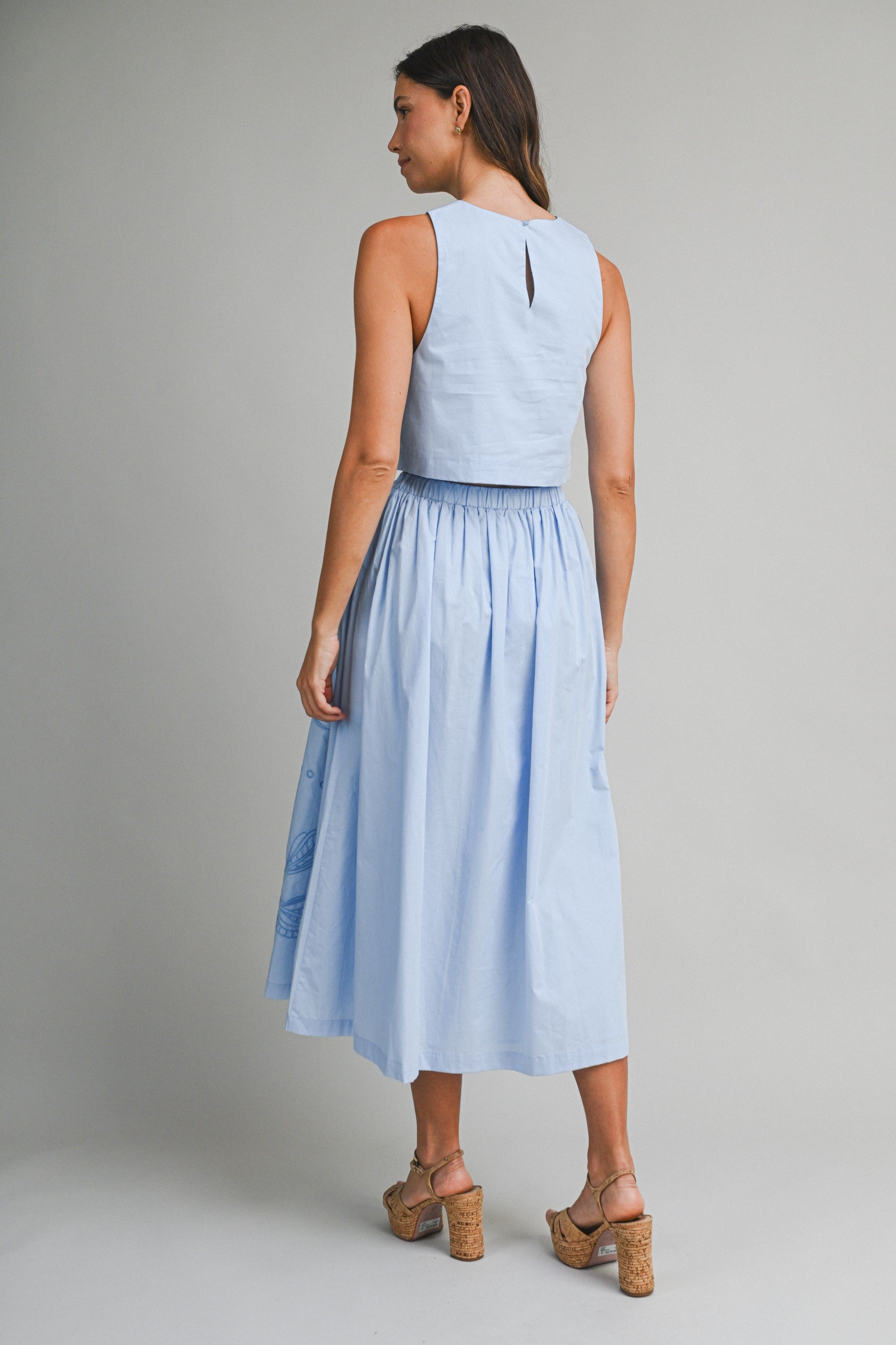 Capri Coast Embroidered Skirt Set