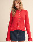Falling for Cozy Knit Cardigan-Poppy Red