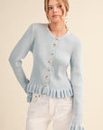 Falling for Cozy Knit Cardigan-Pastel Blue