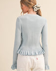 Falling for Cozy Knit Cardigan-Pastel Blue