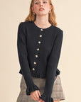 Falling for Cozy Knit Cardigan-Black