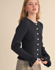 Falling for Cozy Knit Cardigan-Black