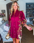 Crimson Petal Mini Dress-Burgundy
