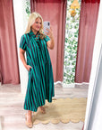 The Iconic Stripe Midi Dress-Navy