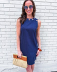 Light of Life Embroidered Dress-Navy