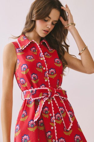Meet-Cute Belted Floral Dress