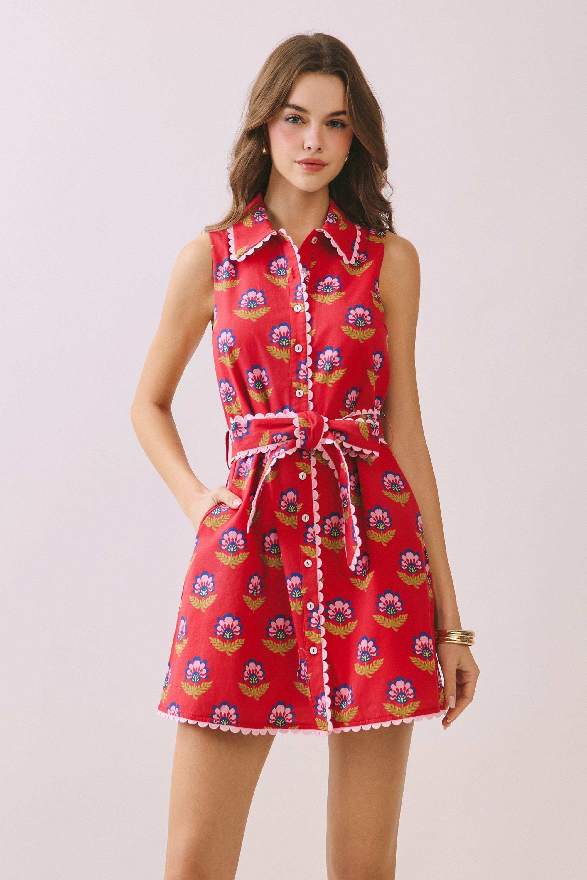 Meet-Cute Belted Floral Dress