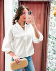 Chalet Button Down Top-White