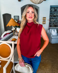 Polished Affair Top-Burgundy