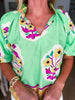Resort Life Floral Top-Green Apple