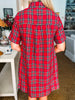 Joyful Plaid Mini Dress-Red