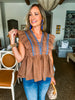 Perfect Day Peplum Top- Mocha