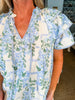 Fresh Blooms Floral Top-Blue