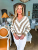 Double Down Striped Sweater- Ivory Taupe