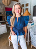 Whirlwind Romance Poplin Top-Navy
