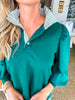 Stripes And Smiles Collared Top- Green