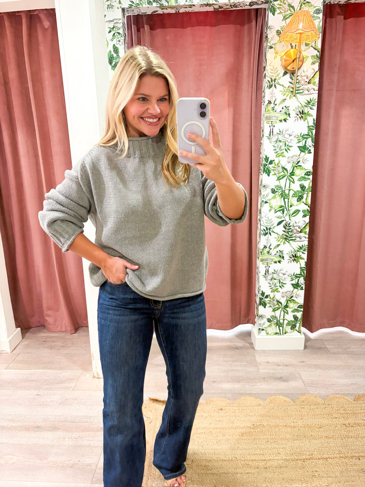 Downtown Girl Sweater-Heather Gray