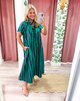 The Iconic Stripe Midi Dress-Navy