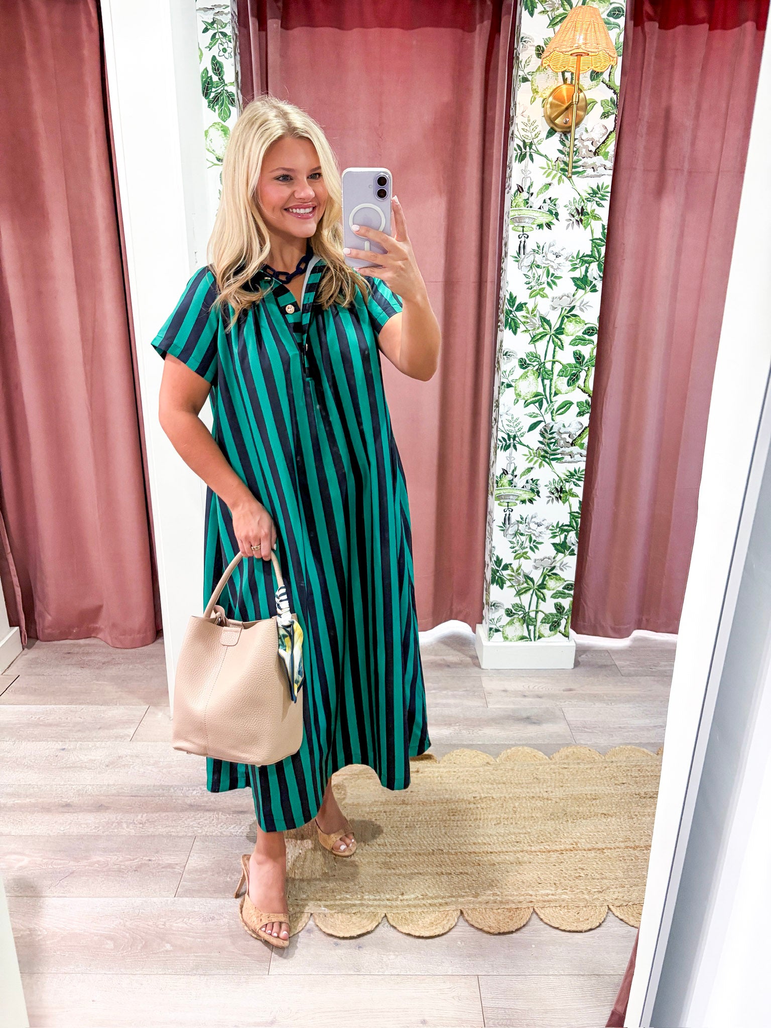The Iconic Stripe Midi Dress-Navy
