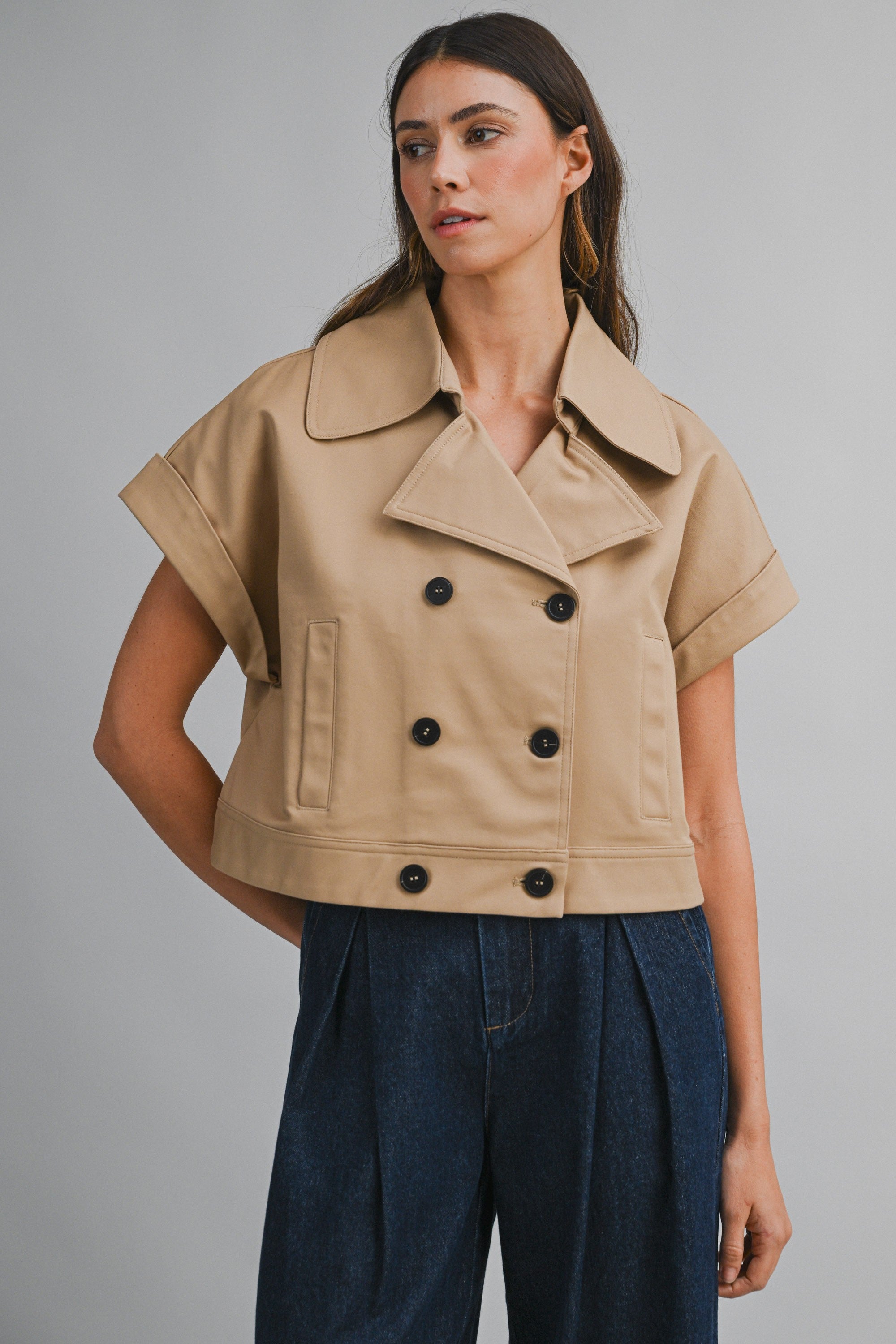 City Chic Crop Trench Top