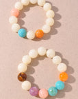 Serene Stones Bracelet Set-Ivory Multi