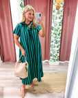 The Iconic Stripe Midi Dress-Navy