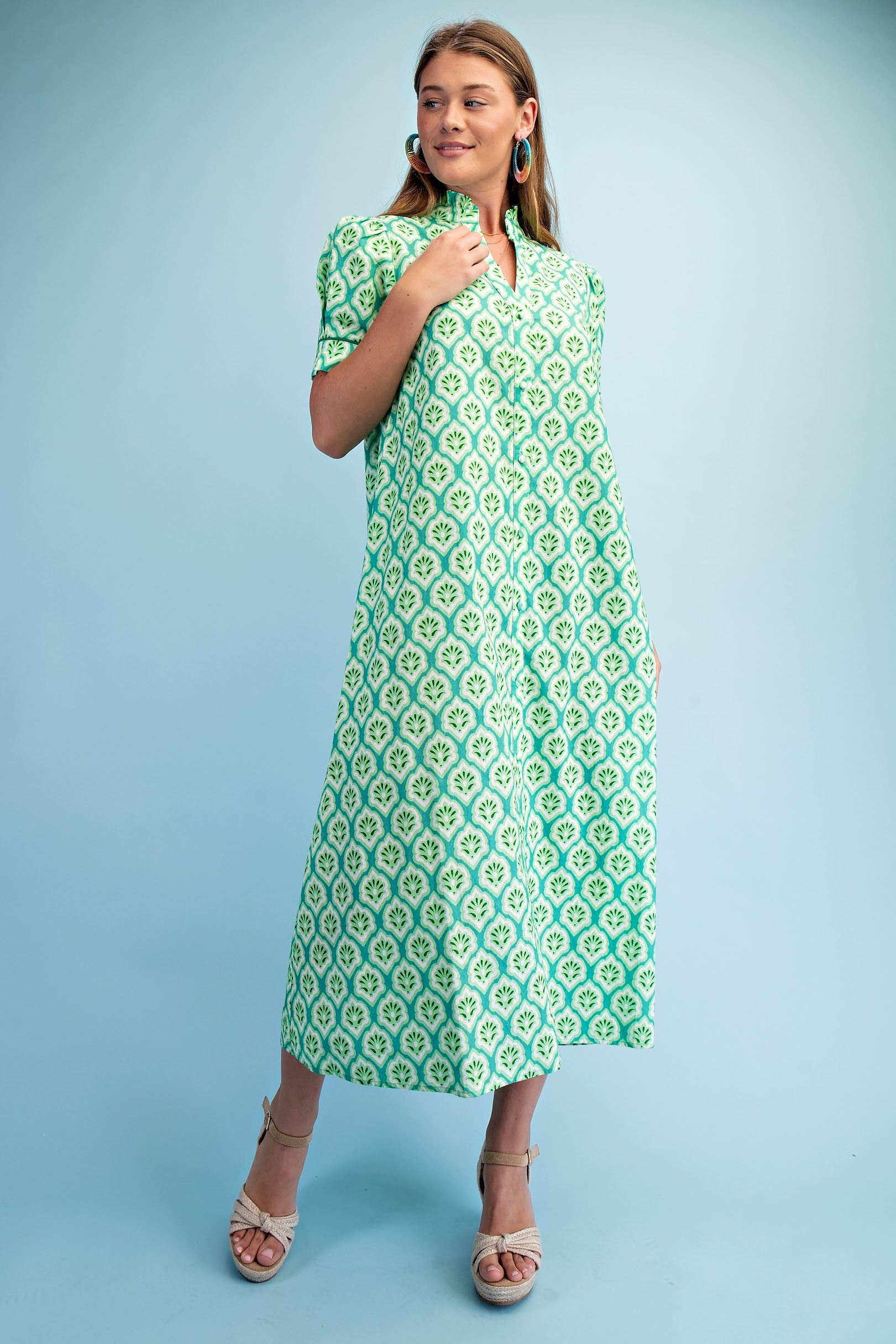 Bright Side Midi Dress-Grass
