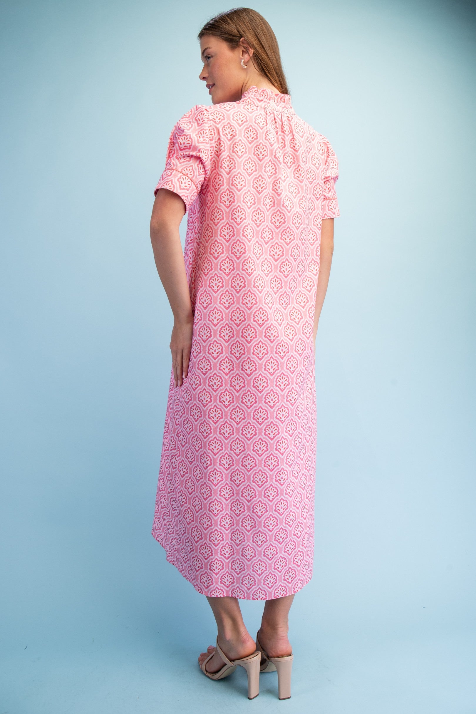 Bright Side Midi Dress-Blush