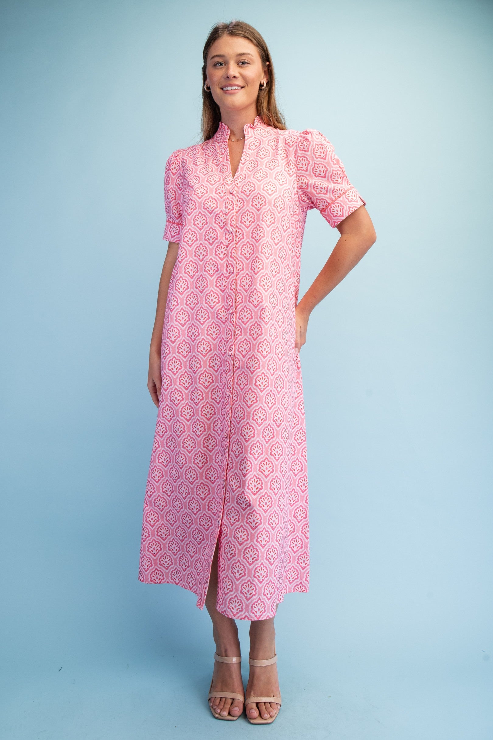 Bright Side Midi Dress-Blush