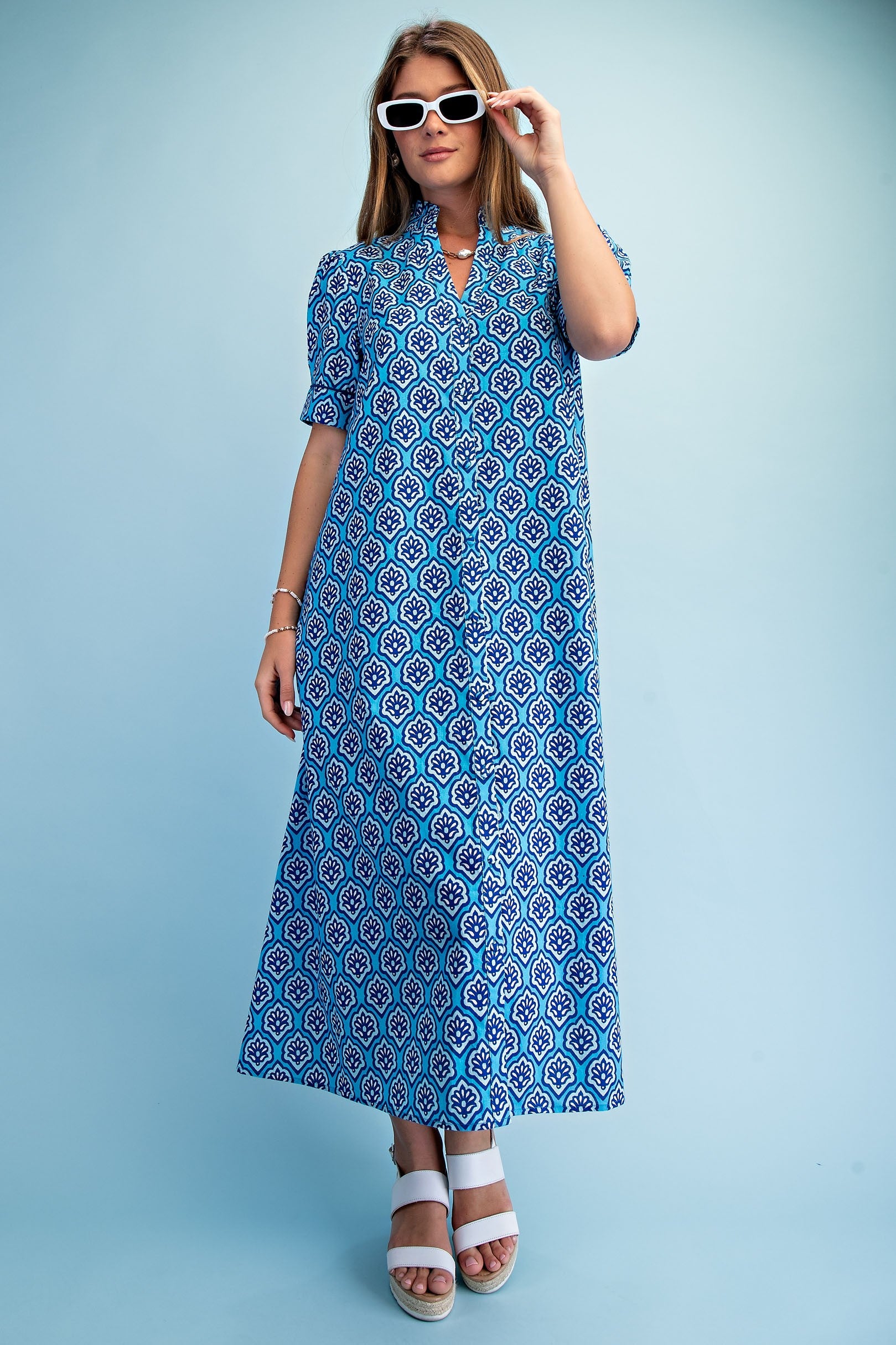 Bright Side Midi Dress-Sapphire