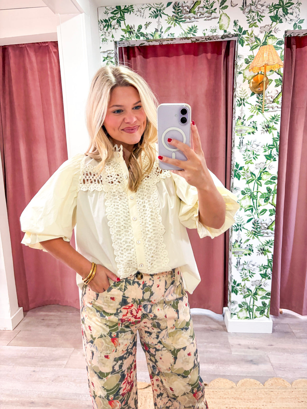 Rosemere Button Down Top-Cream