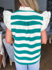 Coastal Charm Ruffle Sleeve Top-Kelly Green