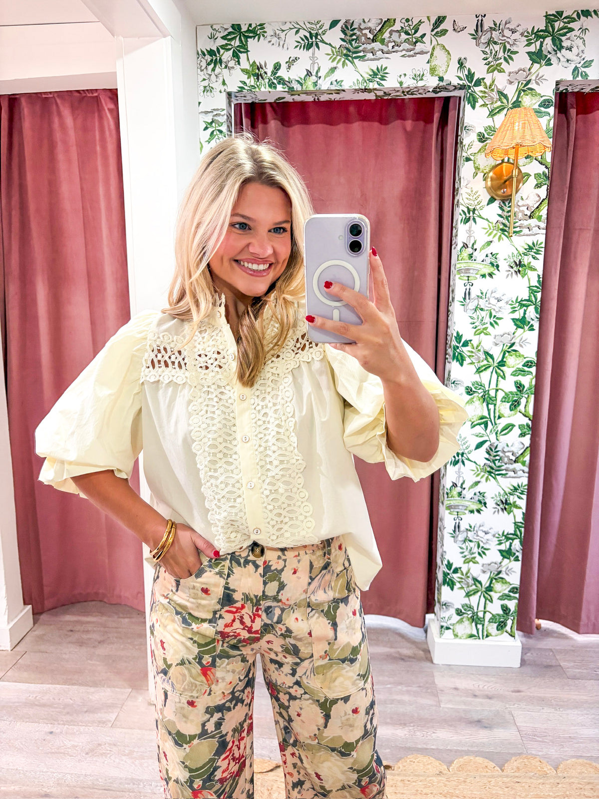 Rosemere Button Down Top-Cream