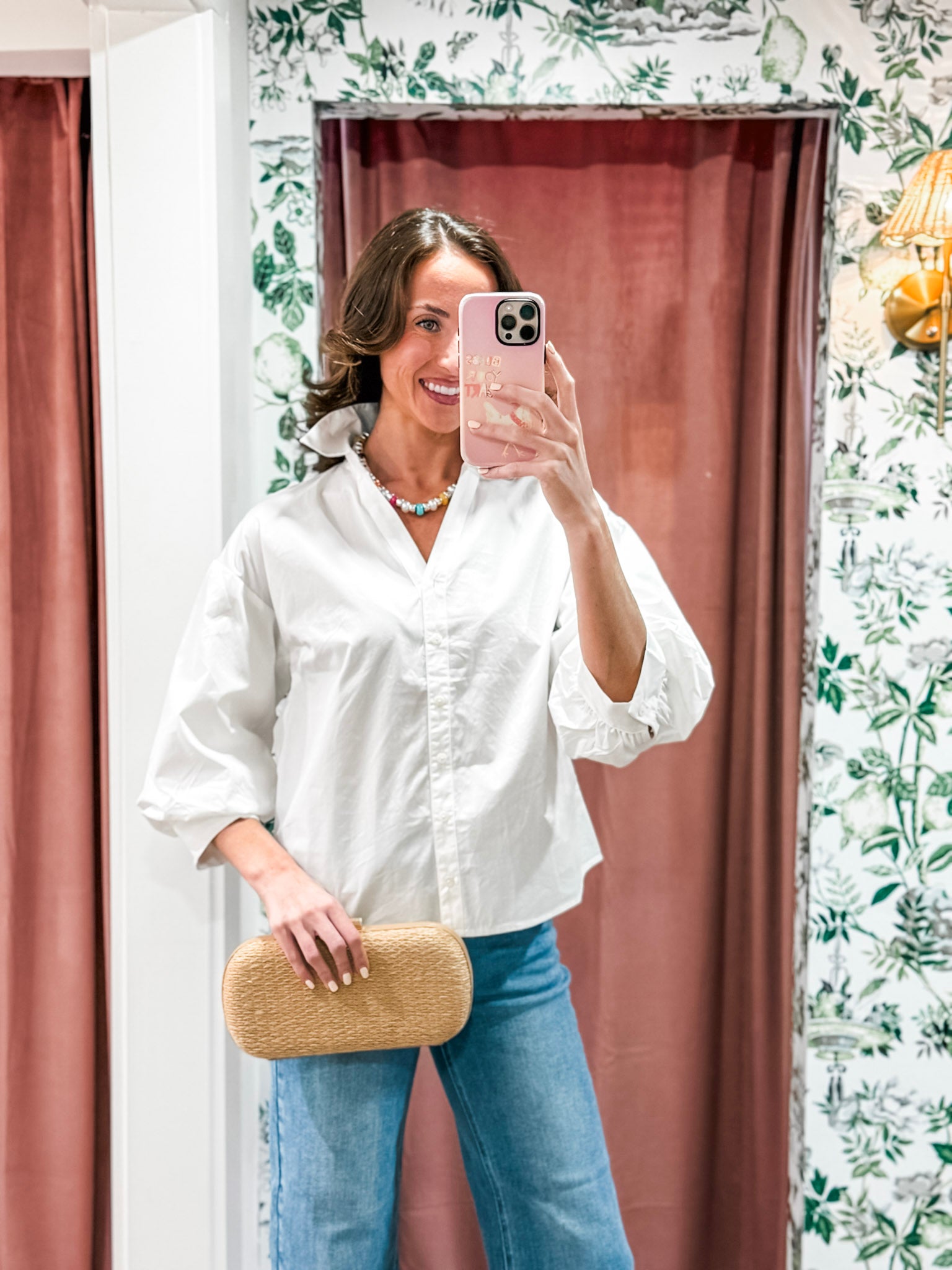 Chalet Button Down Top-White