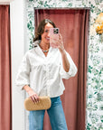 Chalet Button Down Top-White
