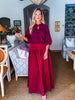 Fit & Flare Maxi Skirt-Wine
