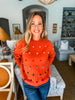 Pom-Pom Knit Sweater- Brick