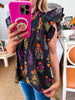 Garden Reverie Botanical Top-Black