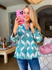 In the Palms Top-Teal Blue