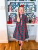 Joyful Plaid Mini Dress-Green