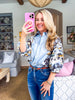 Snapdragon Floral Top-Chambray
