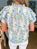 Fresh Blooms Floral Top-Blue