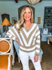 Double Down Striped Sweater- Ivory Taupe