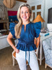 Whirlwind Romance Poplin Top-Navy