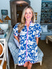 Tropical Villa Mini Dress-Slate Blue
